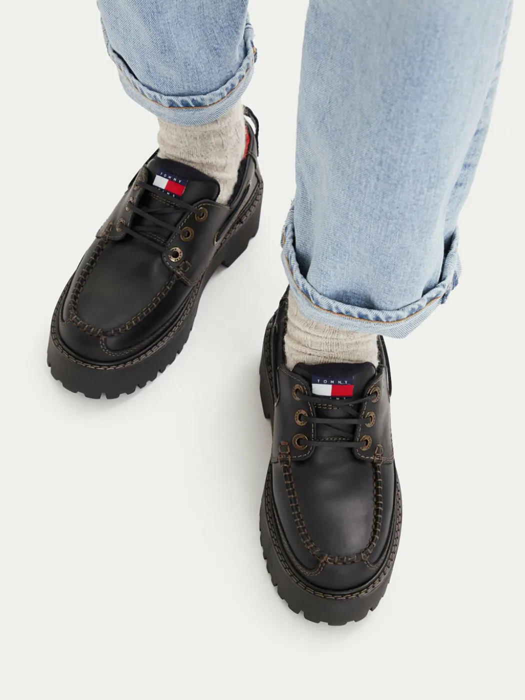 Scarpe basse Archive '01 Boat Shoe Leather EN0EN03003 Nero