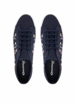 Scarpe sportive 3740 Platform Flower Embroidery Leggera S5138TW Blu scuro