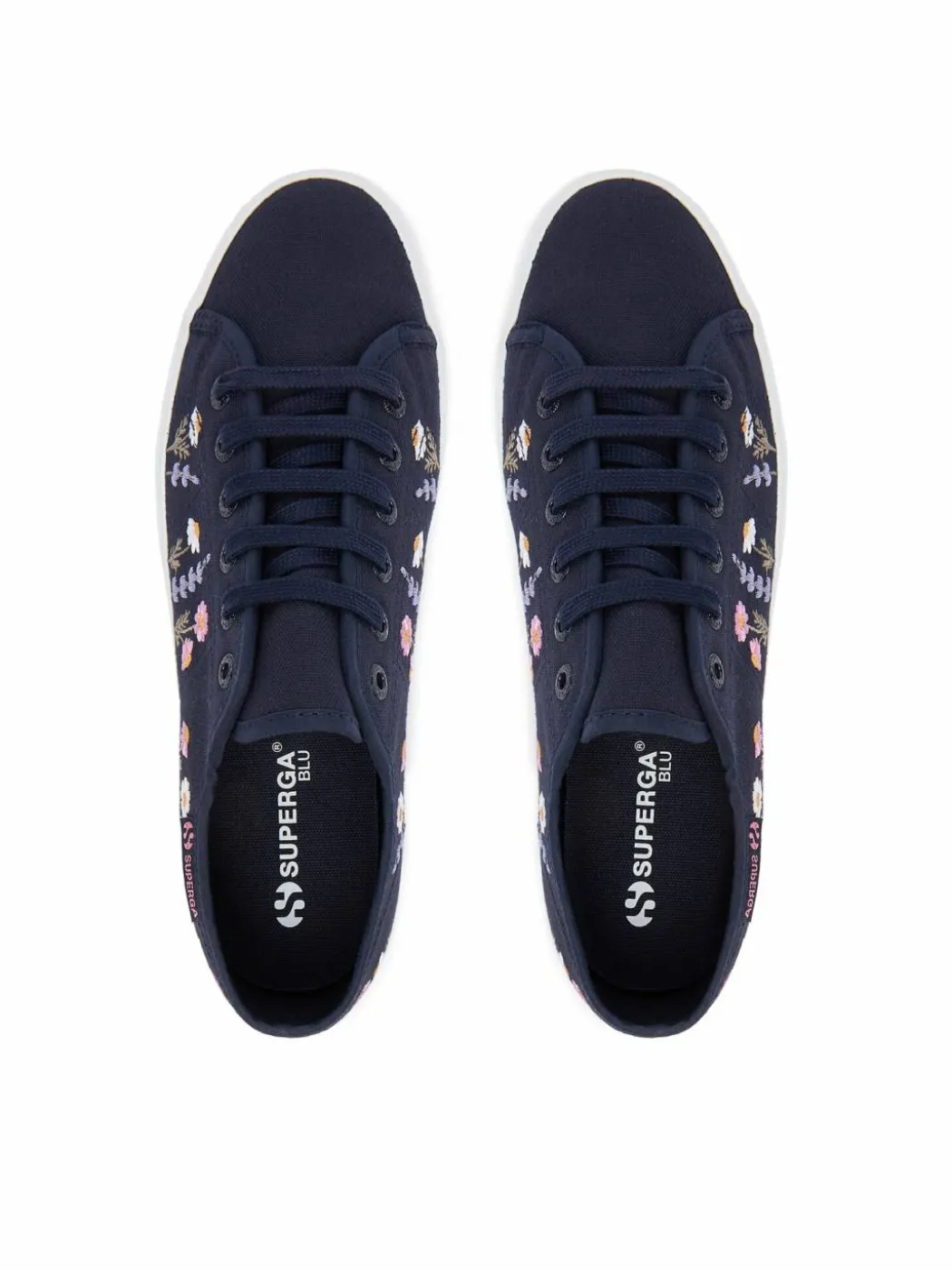 Scarpe sportive 3740 Platform Flower Embroidery Leggera S5138TW Blu scuro