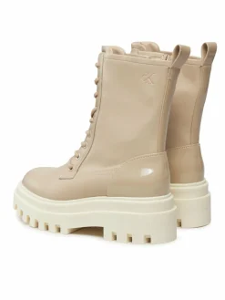 Scarponcini Chunky Laceup Lth Mg Sat YW0YW01285 Beige